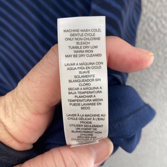 Chicos Top Womens 3 US Extra Large Alamo Navy Striped Asymmetric Short Sleeves - Picture 7 of 12